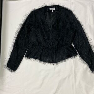 & OTHER STORIES BLACK PEPLUM HEM FEATHER BLOUSE. SIZE 10